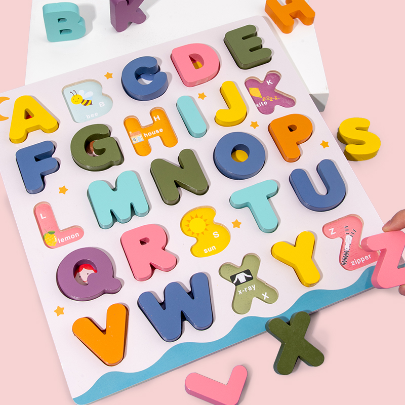 Buckle puzzle children's puzzle children's intellectual toy boy 1 1 2 year 3 early teaching cognitive digital letter 5 pair grip board
