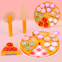 Toy Home Cake Kitchen Little Girl Cart View Kids Cut Fruit Vegetables Cut Leafy Baby Pizza