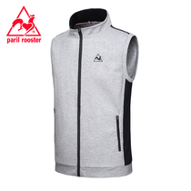 French Rooster vest men Spring and Autumn casual Joker jacket printed Stand Collar Cotton horse clip middle-aged dad