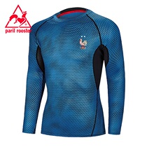 French Rooster sports T-shirt mens summer long sleeve 2021 New slim top round neck thin mens quick-drying clothes
