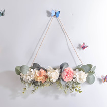 Living room wall-mounted pieces Ins log wall-mounted pieces simulation wall-mounted pieces simulation green planting photo background folk hangings and hangings