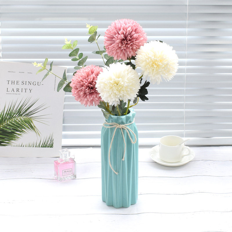 Nordic style hydrangea simulation bouquet dandelion fake flower living room silk flower table tennis chrysanthemum vase table decoration