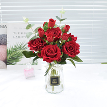 Rose Bouquet Fake Flowers Emulation Flower Pendulum Pieces Living Room Table Tea Table Tea Table Wedding Decoration Plastic Dry Floral Silk Floral Furnishing