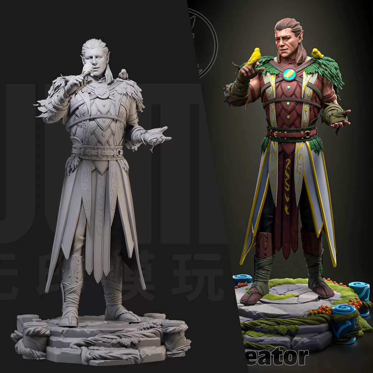 1/24 Halsin Baldur's Gate 3 18 scale GK white mold model 3D printed soldier model 3373