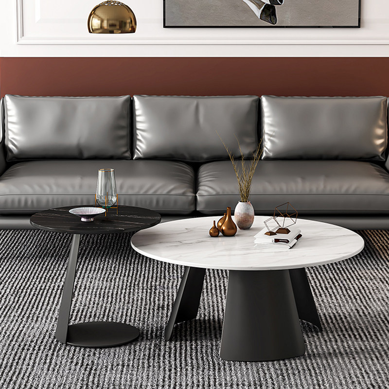 Italian-style round coffee table table combination living room designer light luxury rock plate coffee table modern minimalist small apartment home