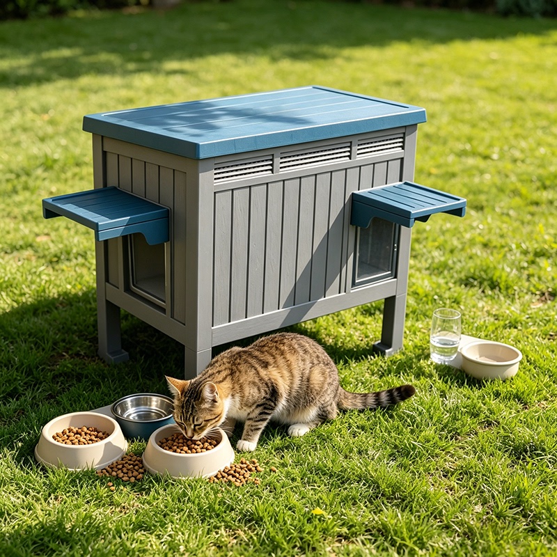 Outdoor Stray Cat Shelter, Windproof and Waterproof Cat House, All-Season Villa Cat House, Outdoor Warm and Cold-Proof Pet House