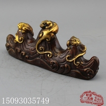 Bronze collection brass ornaments four treasures of the study copper pen holder pen holder calligraphy and painting gifts Pixiu champion pen holder