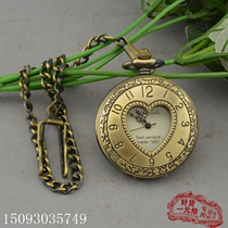 Antiques and miscellaneous collections exquisite gifts pure copper mechanical pocket watches single opening retro new products single heart shape