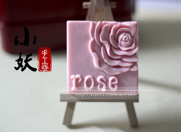 B1717diy Rose Square Handmade Hương thơm Xà phòng Mềm Silicone Silicone Khuôn Khuôn Sôcôla Fondant Pudding Nhựa khuôn bánh tart