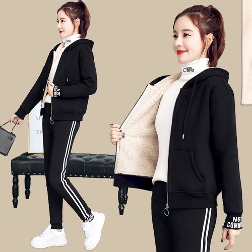 Утепленный демисезонный спортивный костюм для отдыха, бархатный комплект, коллекция 2021, в стиле Шанель, в западном стиле