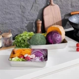 Домашняя домашняя обеденная тарелка еда 304 Квадратные блюда из нержавеющей стали для сохранения свежей крышки