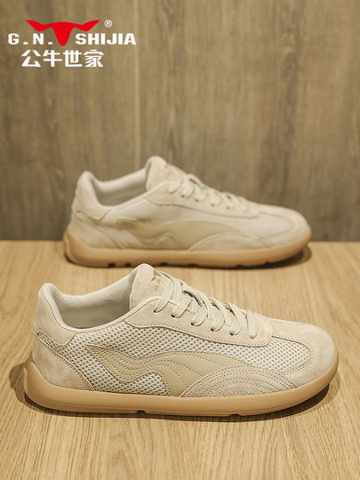 公牛世家网面鞋子男鞋夏季透气防臭轻便网鞋男士复古运动德训板鞋