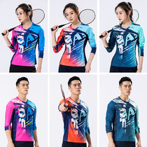 Badminton clothing women's single and double sports long sleeve cultural T-shirt jacket quick-drying clothes custom training clothing men's tennis