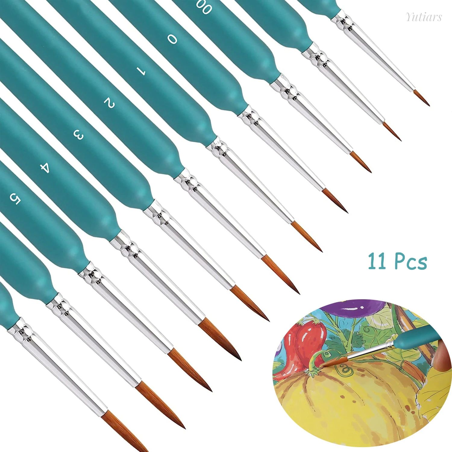 11pcs Miniature Paint Brushes Art Painting Brushes Weasel Ha