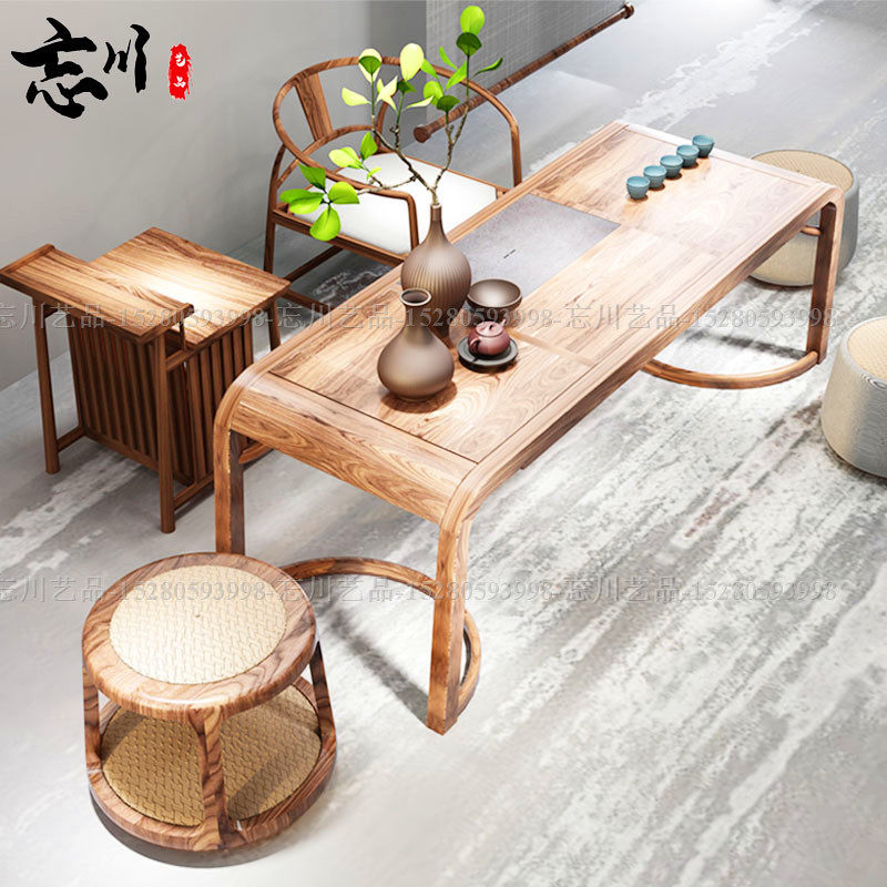New Chinese solid wood tea table modern minimalist tea table and chairs combined Zen small tea table tea room Kung Fu bubble tea table tea table