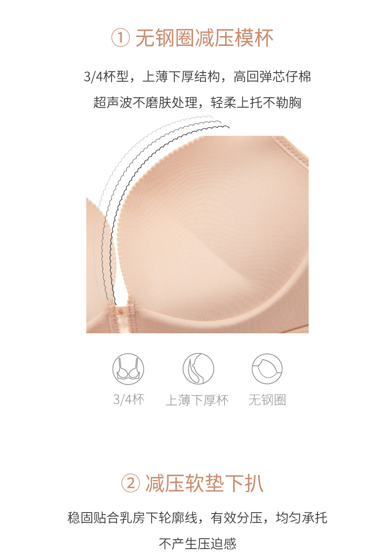 芬怡 无钢圈光面性感文胸 图3