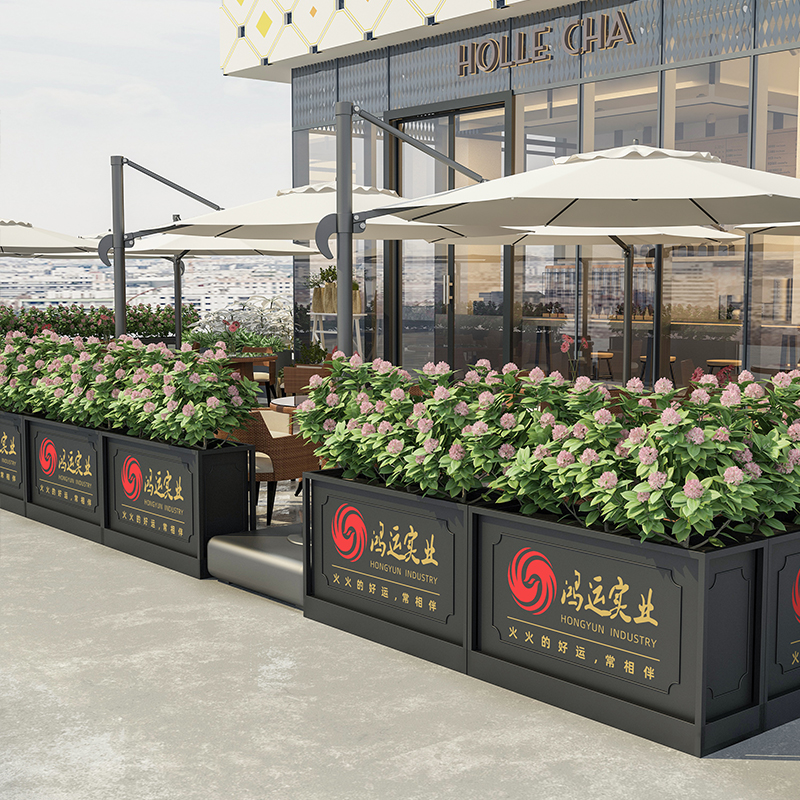 Outdoor Flower Case Custom Rectangular Flower Beds Flower Groove Square Flower Racks Commercial Street Sample House Display Center Planting Box Fence Partition