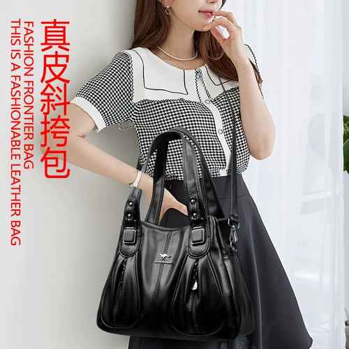 Барсетка, вместительная и большая кожаная сумка на одно плечо, из натуральной кожи