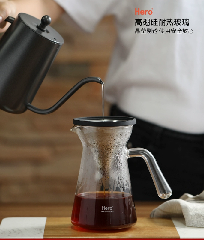 Hero tay cà phê nồi thiết lập kính chia sẻ nồi di động nhỏ giọt thép không gỉ cà phê lọc cốc bình pha cà phê kiểu pháp