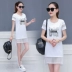 Xuân hè 2018 phiên bản mới của Hàn Quốc diện váy cổ tròn giản dị nữ mùa hè váy thể thao nữ phần mỏng cotton nữ - Trang phục thể thao bộ thể thao nữ Trang phục thể thao