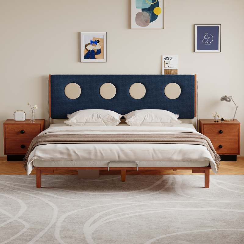 Polka Boxwood Solid Wood Flush Edge Bed for Small Apartments, Mid-Century Style, Master and Secondary Bedrooms, No Headboard, Bauhaus Children's Bed Polka Boxwood Solid Wood Flush Edge Bed for Small Apartments, Mid-Century Style, Master and Secondary Bedrooms, No Headboard, Bauhaus Children's Bed