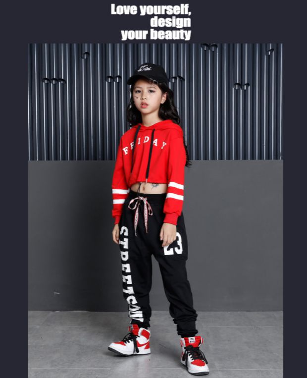 Trẻ em nhảy hip hop đường phố trang phục cô gái tay dài jazz biểu diễn nhảy phù hợp với cô gái hiện đại quần áo khiêu vũ bụng bụng trang phục dân tộc đẹp cho bé yêu