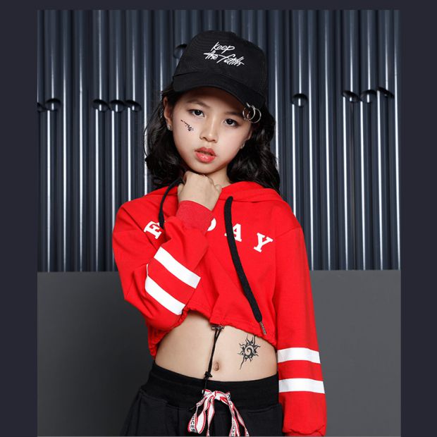 Trẻ em nhảy hip hop đường phố trang phục cô gái tay dài jazz biểu diễn nhảy phù hợp với cô gái hiện đại quần áo khiêu vũ bụng bụng trang phục dân tộc đẹp cho bé yêu