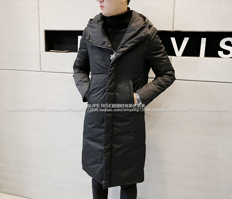 2017 mùa đông nam dài coat jacket triều Hàn Quốc phiên bản của dày mỏng Slim dài cotton thanh niên áo khoác trùm đầu