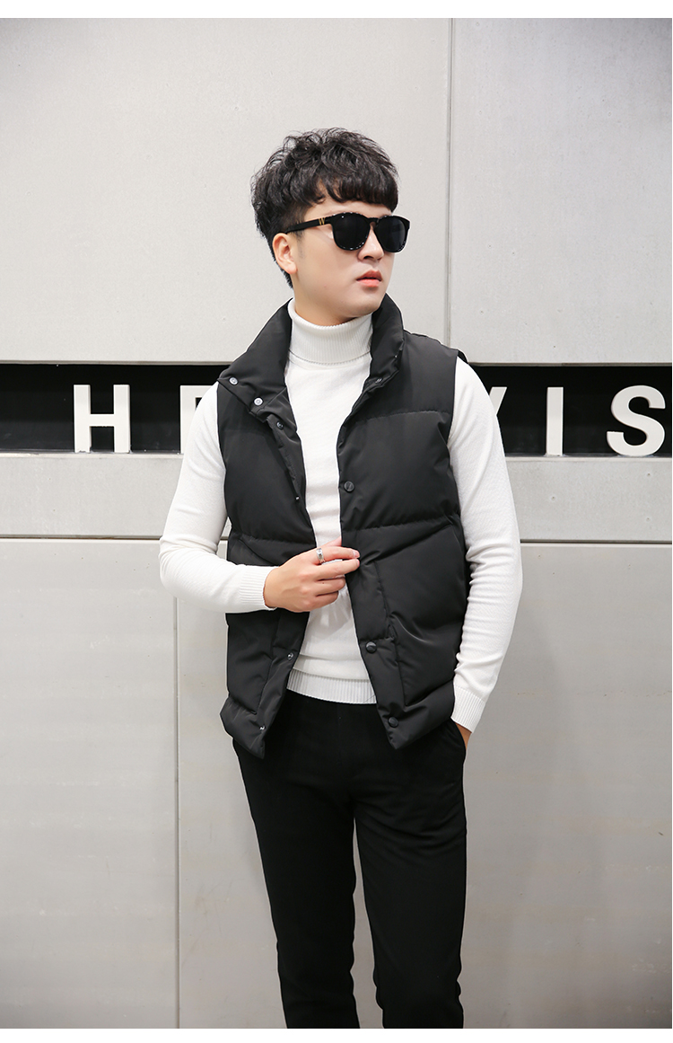 Mùa đông phiên bản Hàn Quốc của áo dài tự canh nam cổ áo cotton nam cá tính áo ba lỗ tập gym
