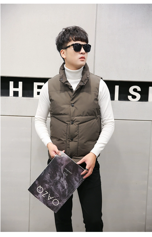 Mùa đông phiên bản Hàn Quốc của áo dài tự canh nam cổ áo cotton nam cá tính các kiểu áo ghi lê nam