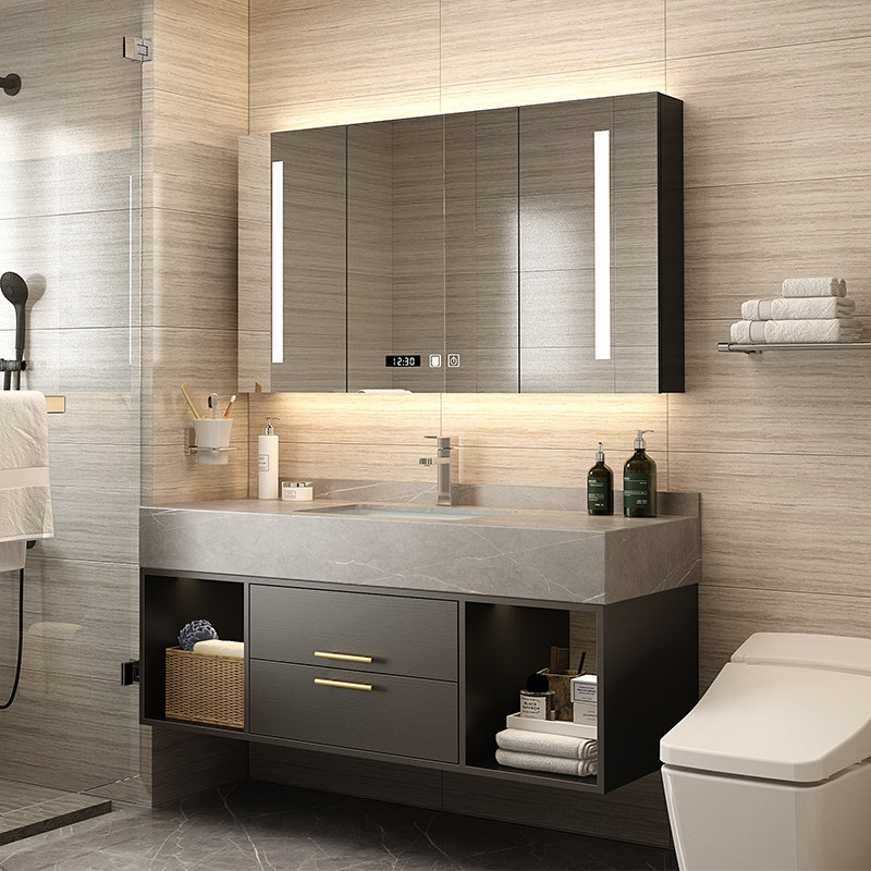 Rock slab light luxury bathroom cabinet toilet modern simple wash basin cabinet combination washbasin washstand bathroom set