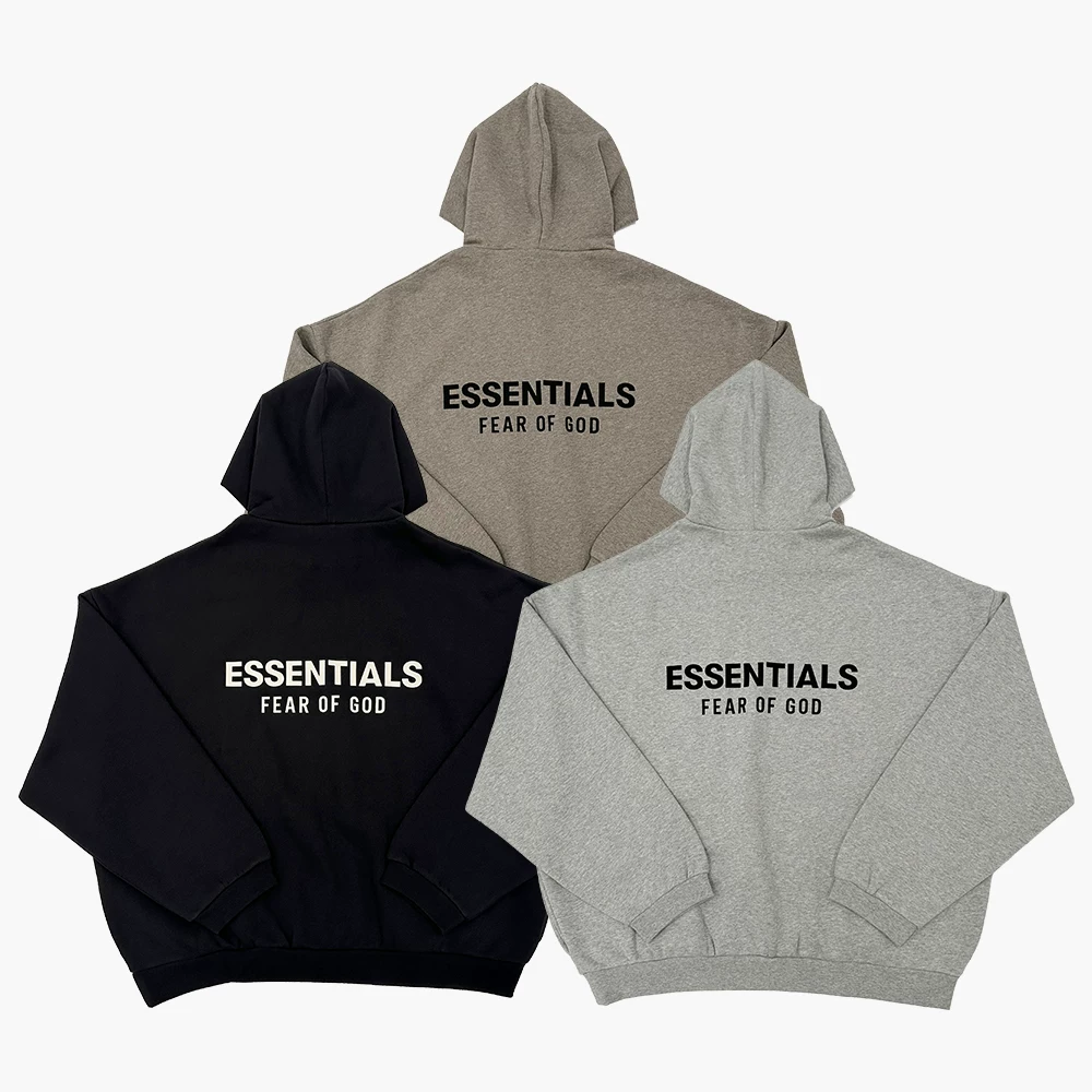 Я не стильный FOG ESSENTIALS Season 9 Double-line High Street Loose Holiday Series Glue Sweatshirts and Hoodies