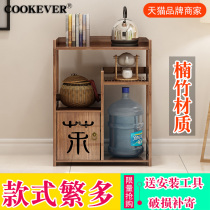 Nanzhu simple tea cabinet storage cabinet Dining side cabinet Tea table side tea side cabinet Solid wood storage rack storage tea rack