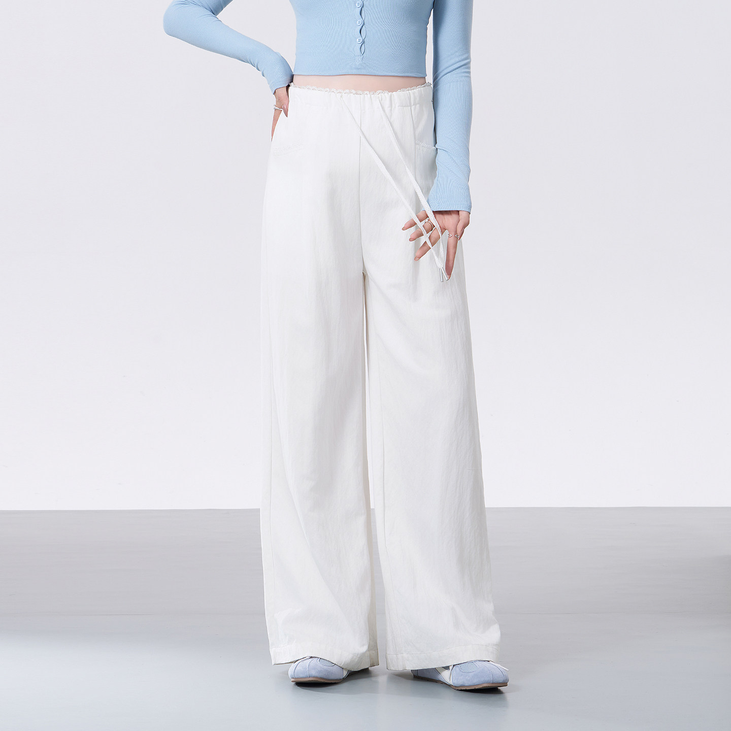 Ellieluke Maternity Pants Summer White Wide-Leg Straight Pants That Don'T Tighten the Belly Early Pregnancy Pants for Outdoor Wear in Autumn — 3