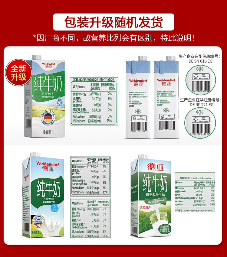 天猫国际 德亚 德国进口 脱脂牛奶 1L*12盒 图1