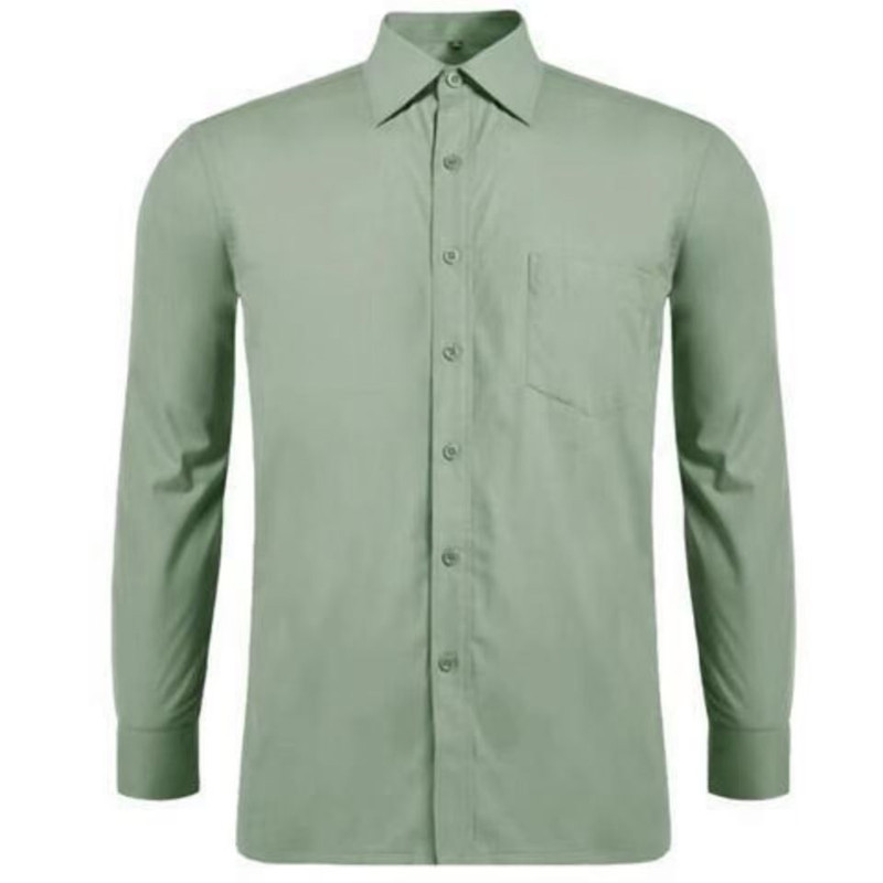 Authentic Inner Shirt, Standard Army Green Spring and Autumn Uniform, Long-Sleeved Shirt for Inner Wear, Pine Green Formal Wear, Unisex Uniform Shirt