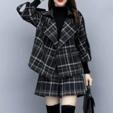 Осенний демисезонный комплект, модное шерстяное пальто, по фигуре, большой размер