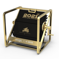 2021 motorcycle mechanical calendar original metal gold super car hand-cranked calendar half-month calendar calendar wonderful driving