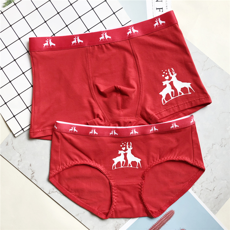 Gửi bạn trai nữ món quà Giáng sinh đặc biệt cặp đôi đồ lót cotton dễ thương hoạt hình phù hợp với hộp quà tặng đồ lót - Bộ quà tặng quần lót
