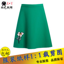 Xinyi new womens pattern half body A- line dress Model 1:1 clothing cutting physical drawings to do clothes