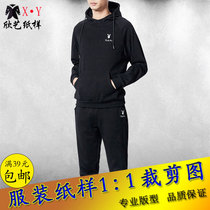 Xinyi mens pattern hat sweater suit Model 1:1 clothing cutting physical white paper cowhide drawings to make clothes