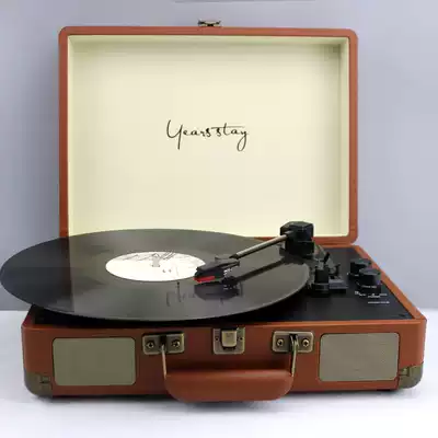 Vinyl record player integrated phonograph electronic record player vintage classical film Mini solid wood home audio box