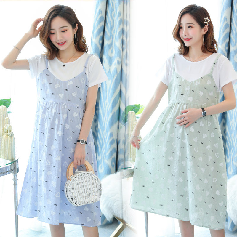 Pregnancy Woman Dress Summer Dress Ocean Dress 2021 Summer Vacation Two Blouse Summer Dress Mid pregnant Pregnant Woman Dress Laces
