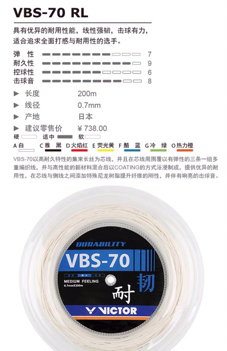 Струны для ракетки victor胜利 羽毛球线 高弹专业大盘线 vbs-66 vbs-63 vbs-70
