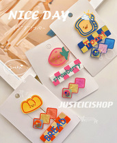 South Korea Ins Dongdaemun Bread Toast Strawberry Family Teenage Hearts Cartoon 3 Dress Hairpin Clip Combinations