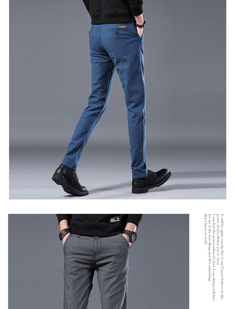 Quần âu nam skinny mỏng Quần chân nam phiên bản Hàn Quốc của quần thun nam co giãn mùa thu quần phù hợp với quần nam màu đen - Crop Jeans quần kaki nam