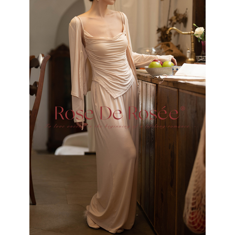 Roserosee Qiuyu 2026 New Long-Sleeved Pajamas for Women, Home Wear, High-End, Unique and Beautiful Nightgown