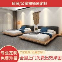 Day-style tatami pure solid wood bed custom-made main sleeper hotel Double beds Modern brief Dwarf Bed Terrace Bed