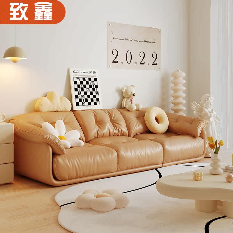 Nordic fabric sofa modern minimalist small apartment living room super soft net red straight row down down tofu block sofa