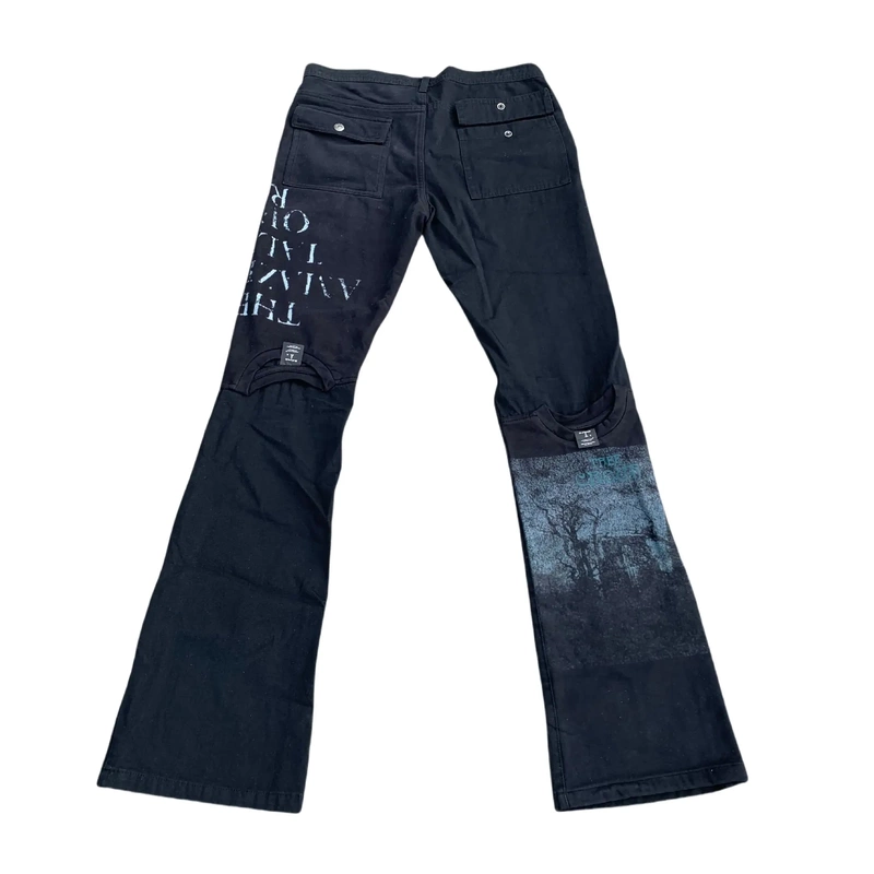 『 Ready Stock』Undercover 06Sst Period Deconstructed Patchwork Printed Pants Washed Distressed Bootcut Pants